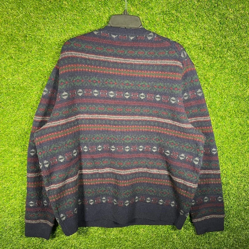 Polo Ralph Lauren XL Mens Fair‎ Isle Crewneck Sweater Navy Blue Burgundy